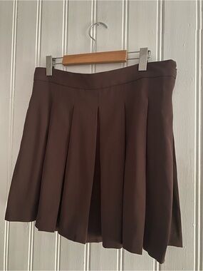 ARITZIA BABATON savoy skirt pleated tennis mini skirt coffee brown size 12
